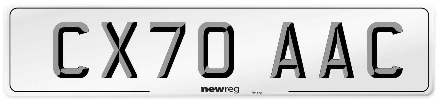 CX70 AAC Number Plate from New Reg